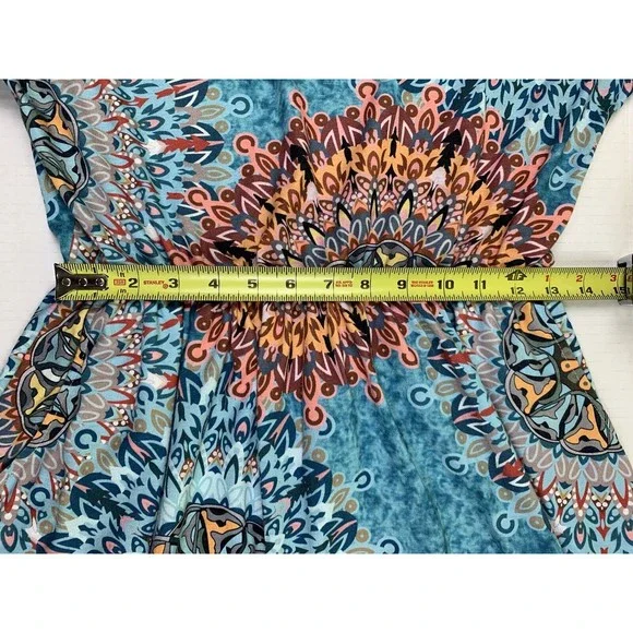 Women Dress Sz L Large Short Sleeve Pleated Pockets Stretch Elastic Waist Casual - Picture 8 of 12